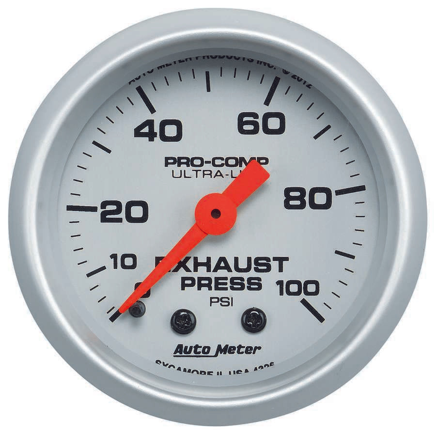 Exhaust Pressure Gauge 0-100psi Ultra-Lite