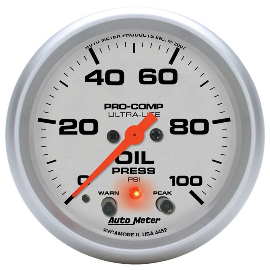 2-5/8in U/L Oil Pressure Gauge w/Peak & Warning