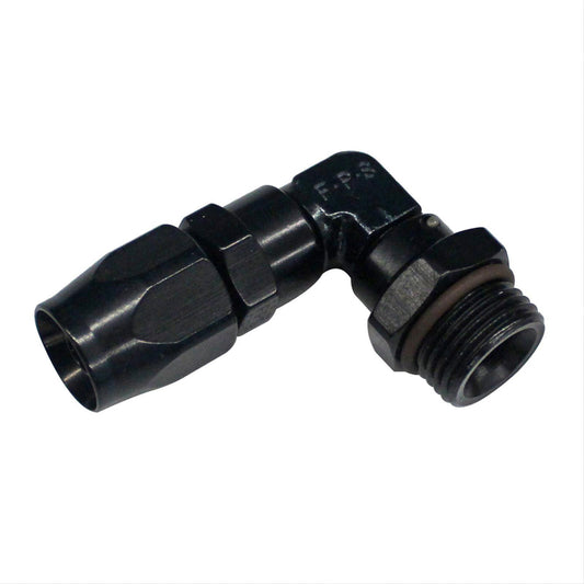 12an ORB Male 90-Deg to 12an Hose Fitting Black