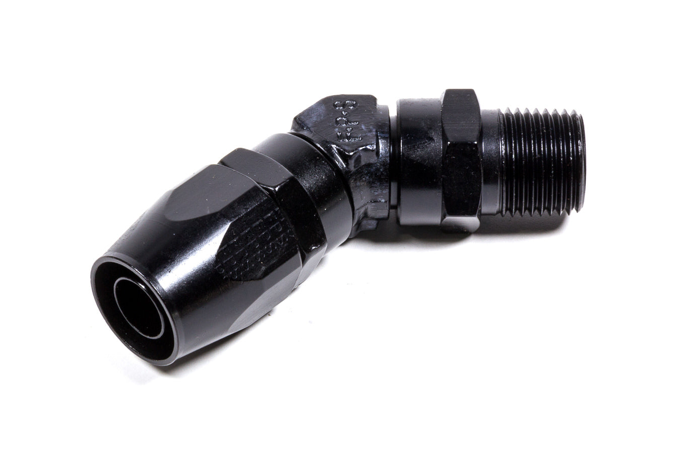 #10 45 Deg  x 1/2 MPT Hose End Black