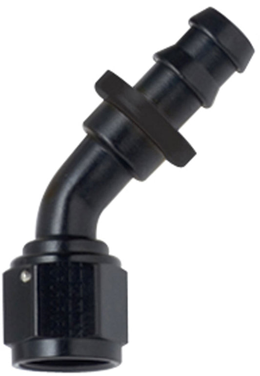 Hose Fitting #6 45 Deg Push Lock Black