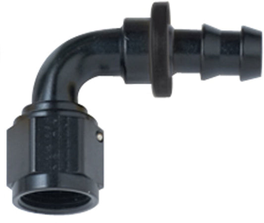 Hose Fitting #4 90 Deg Push Lock Black