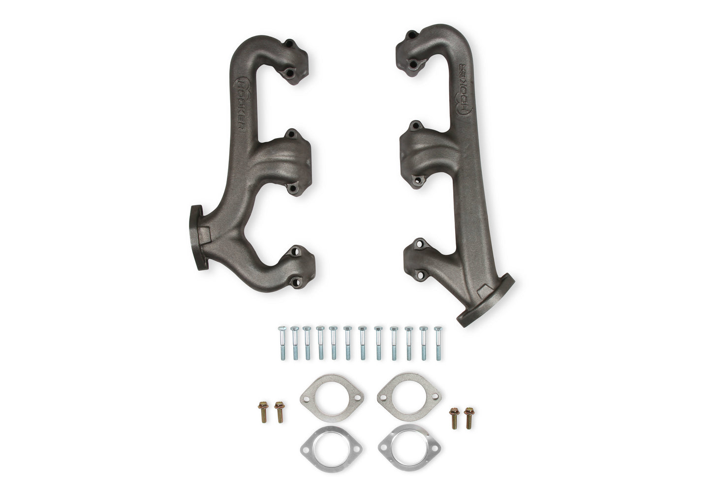 SBC Exhaust Manifold Set 2.5in Outlet Cast Iron