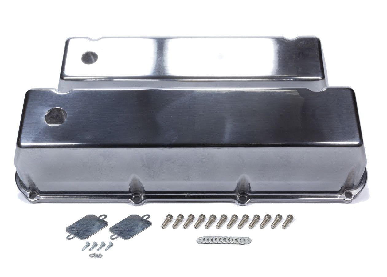 BBF Cast Alm Valve Cover Set w/Hole Polished