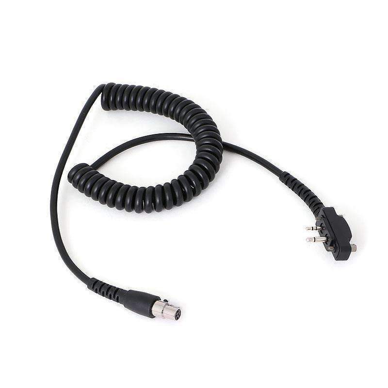 Cord Coiled Headset to Radio ICOM Bolt-On 2 Pin