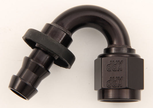 #6 150 Deg Push-On Hose End Black