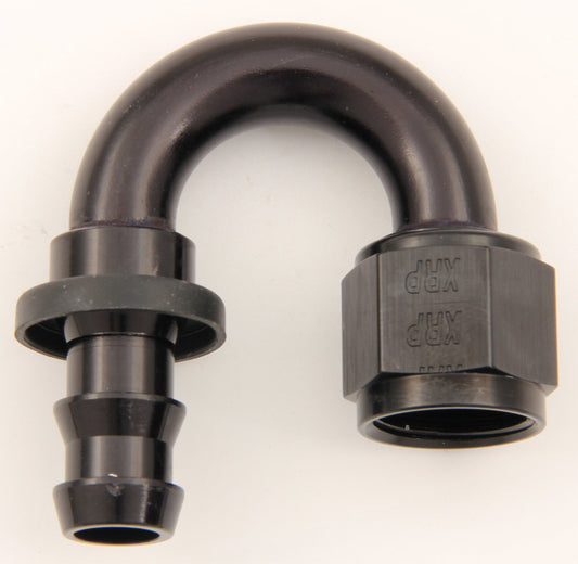 #8 180 Deg Push-On Hose End Black